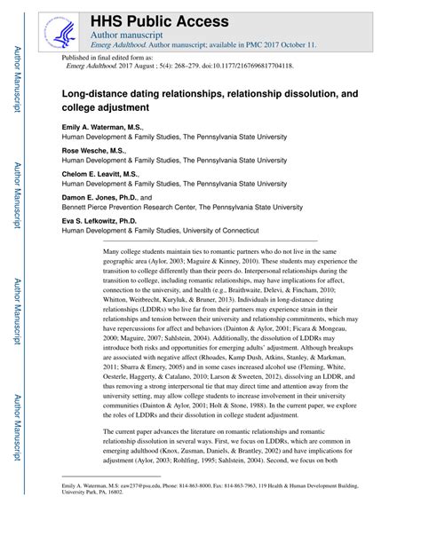 long-distance dating relationships relationship dissolution and college adjustment